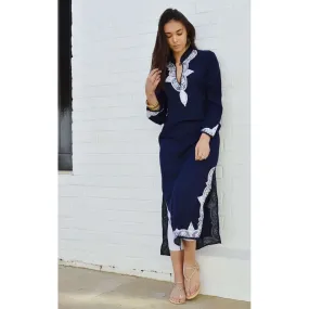 Salma Style Navy Blue Lounge Resort Moroccan Kaftan