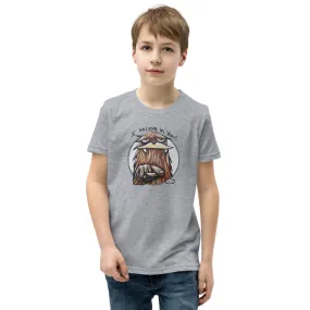 Sasquatch I Believe in You Light Heather Gray Youth T-Shirt | Wearable Art by Seattle Mural Artist Ryan "Henry" Ward