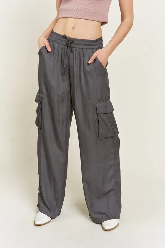 Satin Cargo Pants