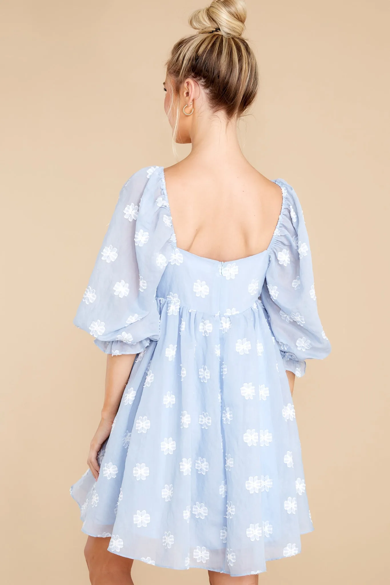 Say It's True Pastel Blue Floral Embroidered Dress