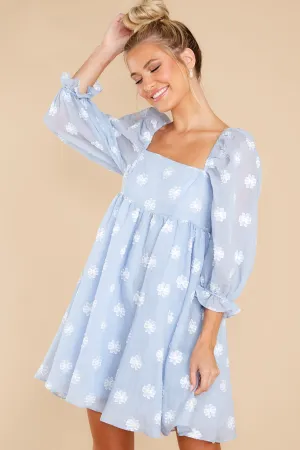 Say It's True Pastel Blue Floral Embroidered Dress