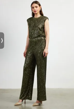 Sequins semi flared pants