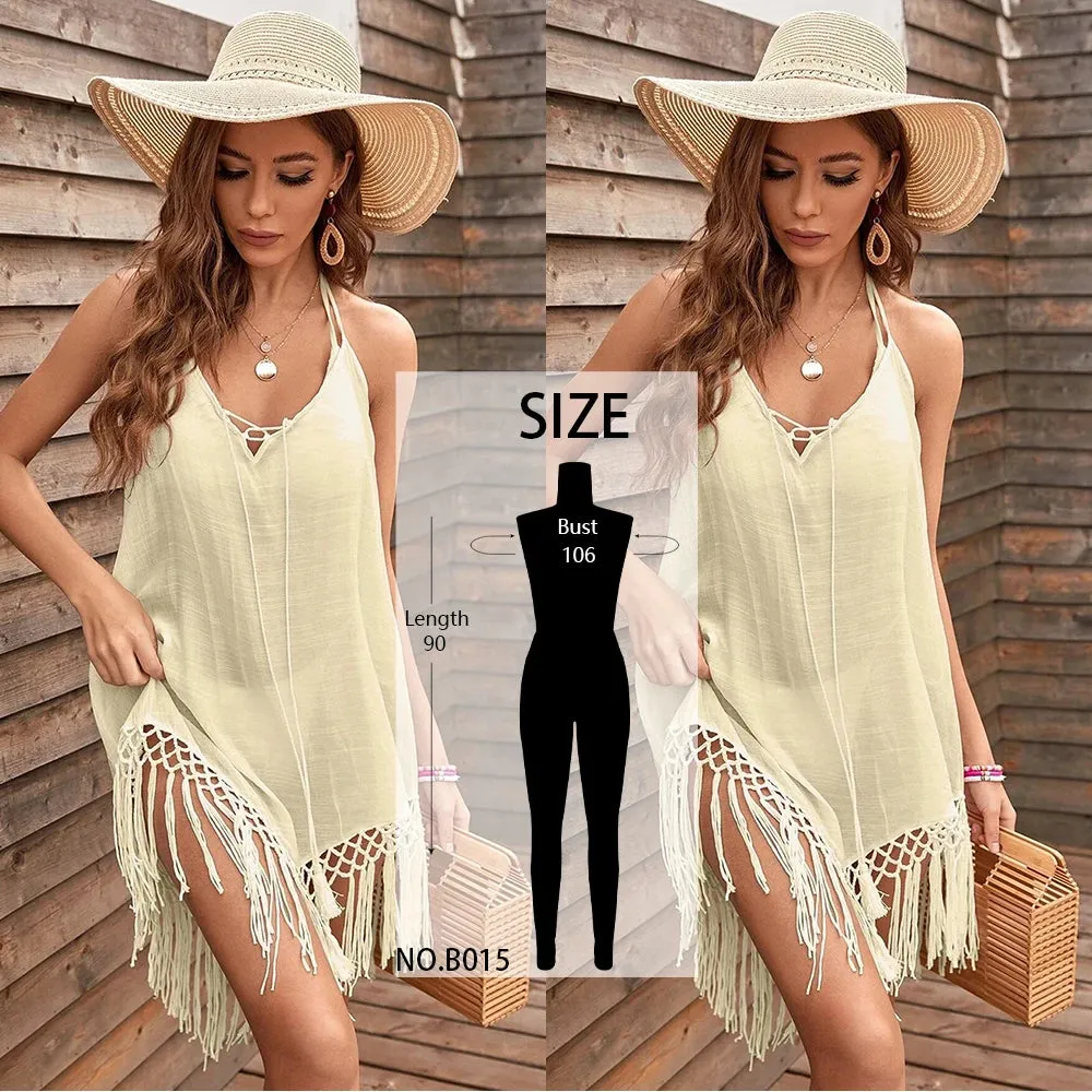 Sexy Bikini Cover-Ups Long White Tunic Casual Summer Beach Dress Elegant Women Plus Size Beach Wear Swim Suit Cover Up