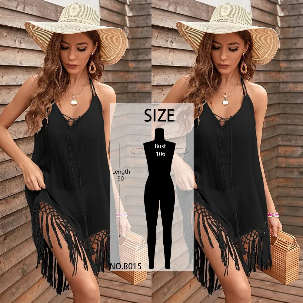 Sexy Bikini Cover-Ups Long White Tunic Casual Summer Beach Dress Elegant Women Plus Size Beach Wear Swim Suit Cover Up