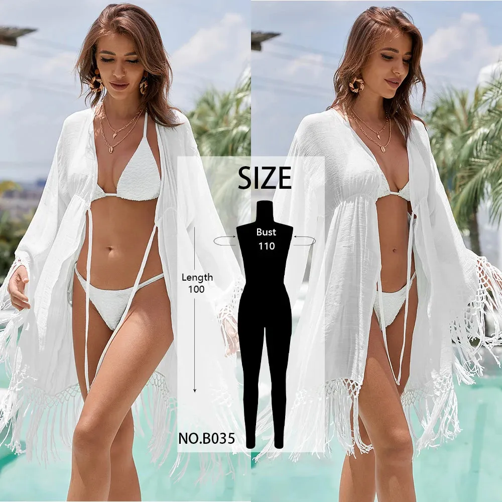 Sexy Bikini Cover-Ups Long White Tunic Casual Summer Beach Dress Elegant Women Plus Size Beach Wear Swim Suit Cover Up