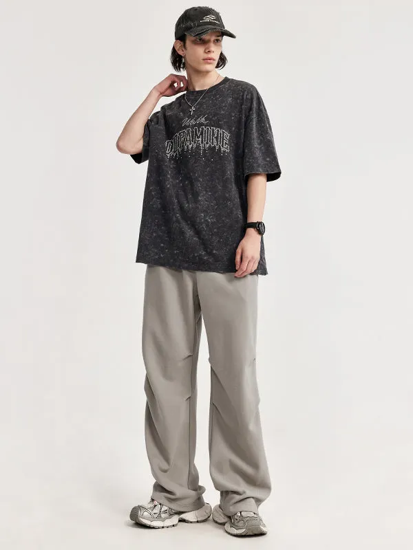 Side Pleated Sweatpants in Grey Color