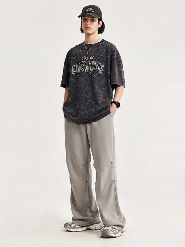 Side Pleated Sweatpants in Grey Color