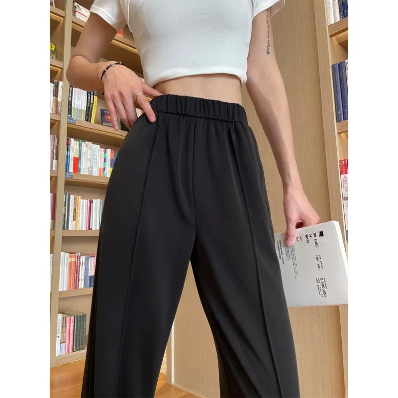 Silky Sun Protection Draping Copper Split Casual Straight Pants Thin Pants