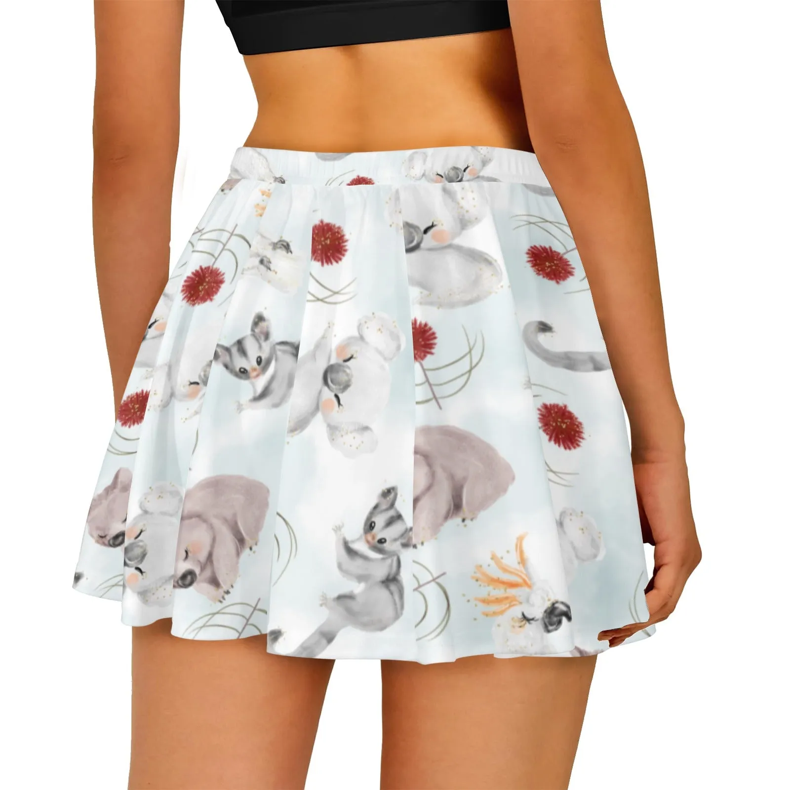 Skater Skirt Australian Animals Koala, Sugar Glider, Wombat Skater Skirt (Model D69)