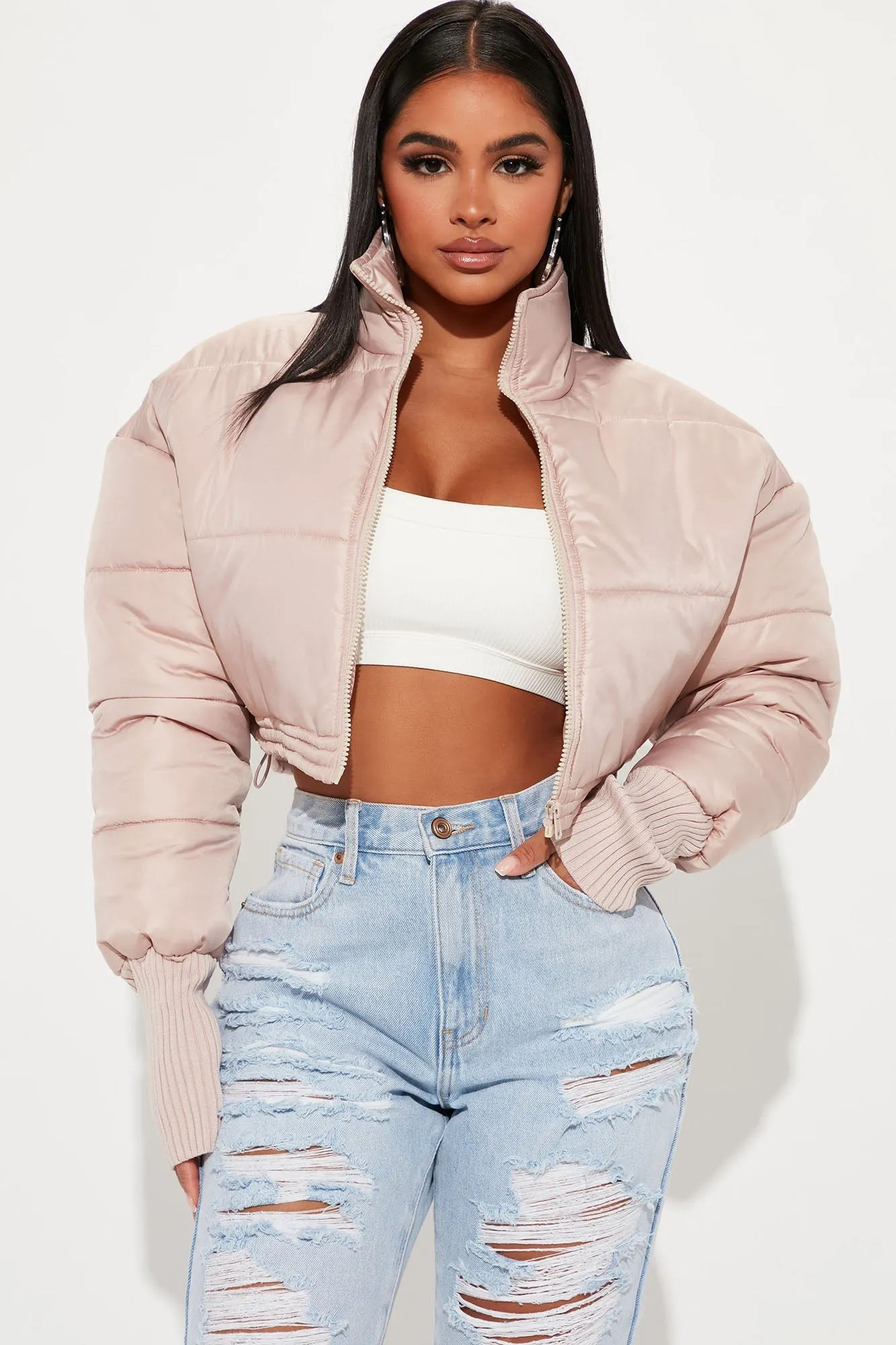 So Tempting Puffer Jacket - Taupe