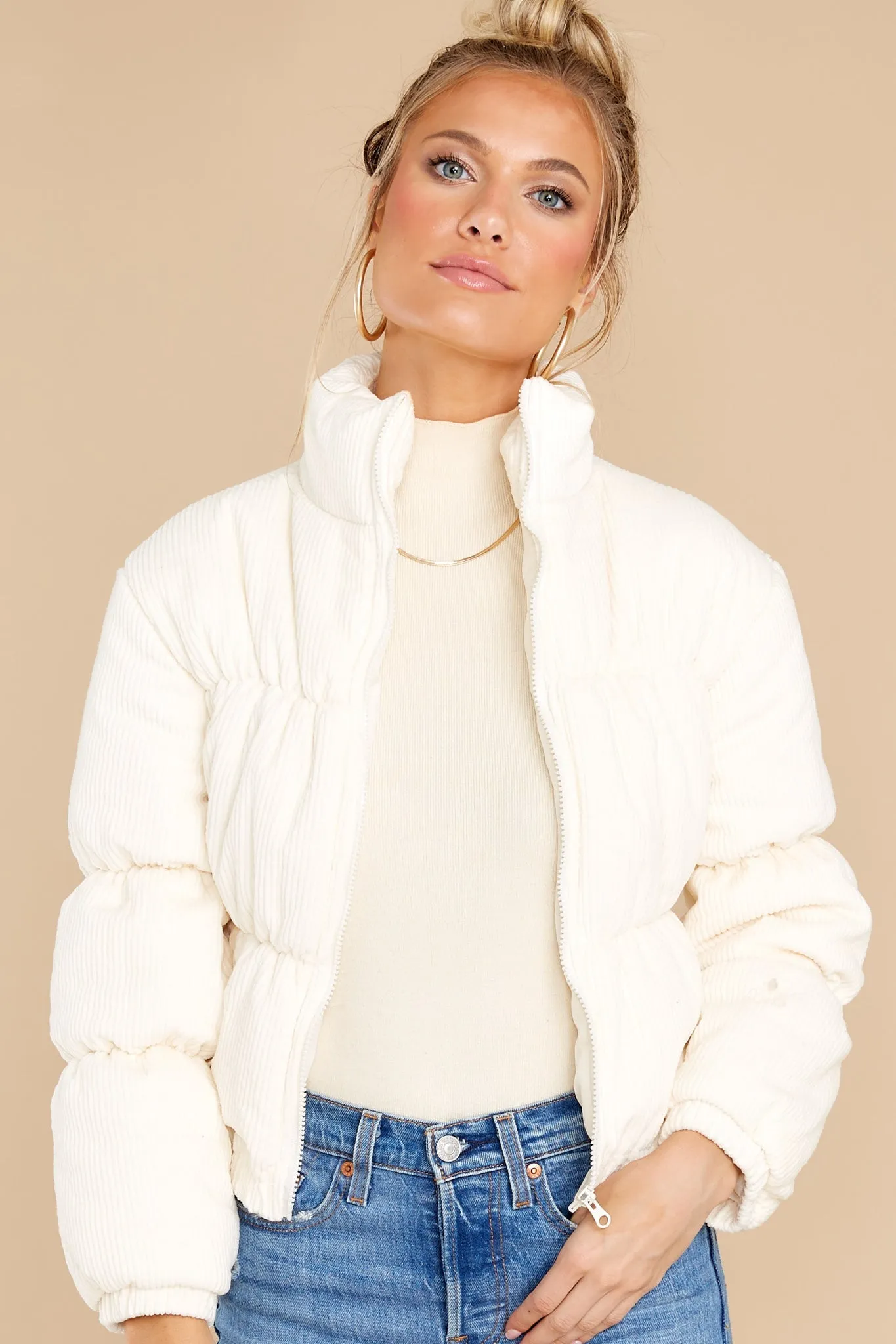 Soft And Sweet White Puffer Jacket