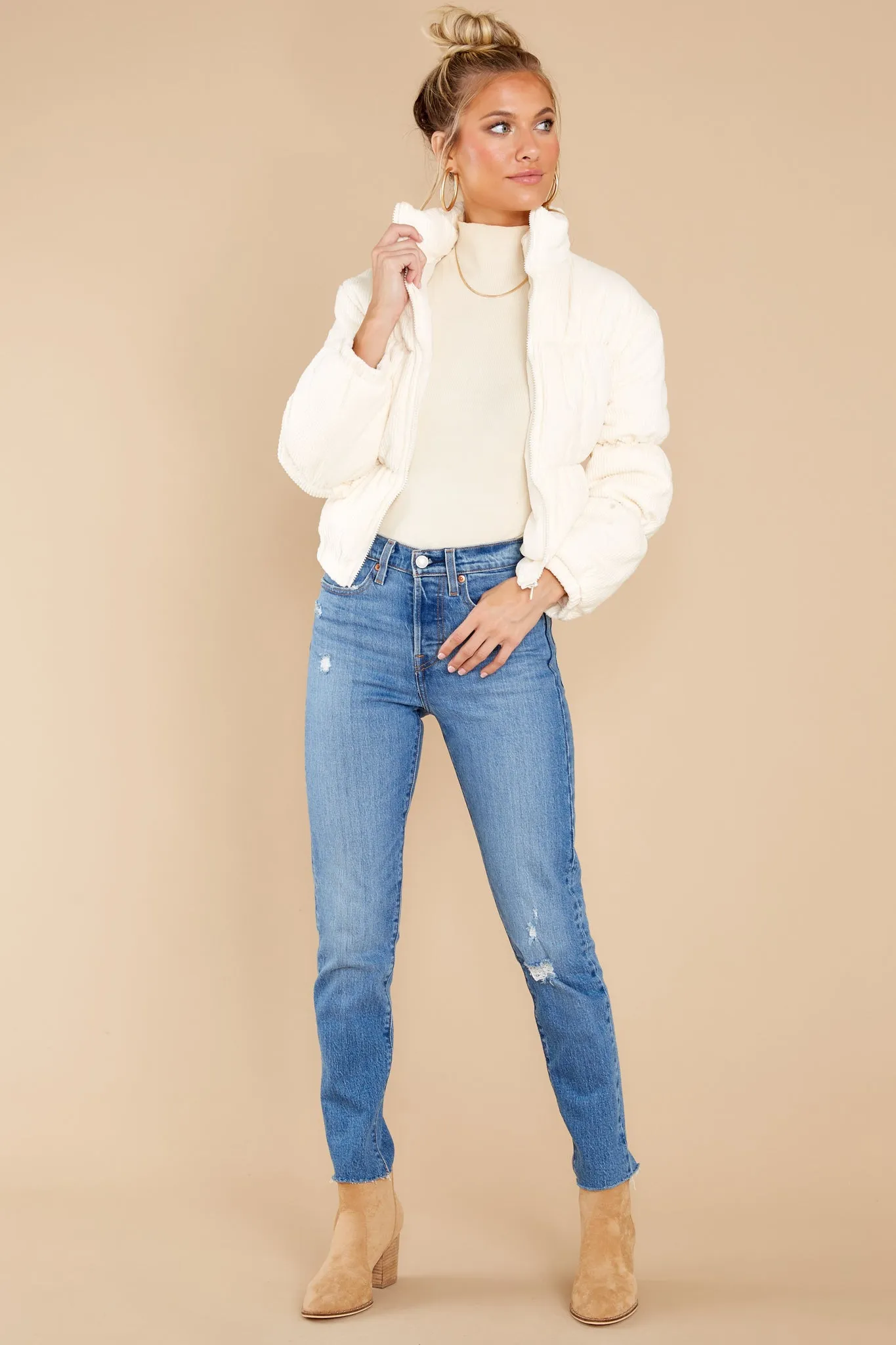 Soft And Sweet White Puffer Jacket