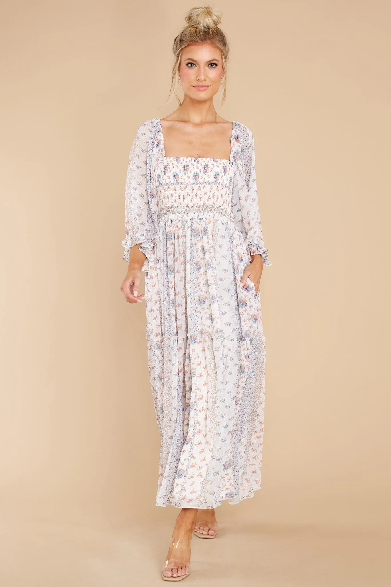 Sonic Bloom Ivory Multi Floral Maxi Dress