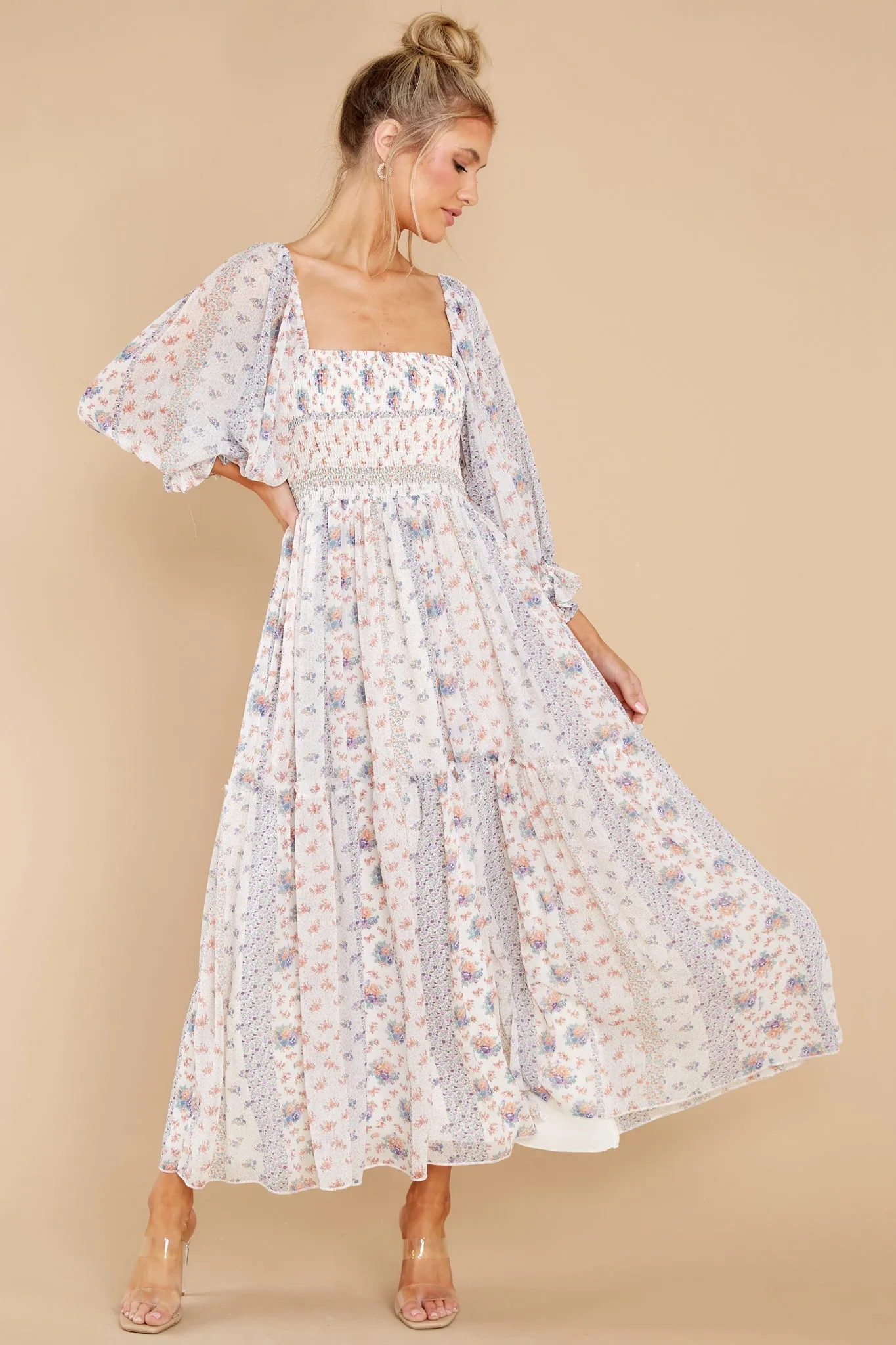 Sonic Bloom Ivory Multi Floral Maxi Dress