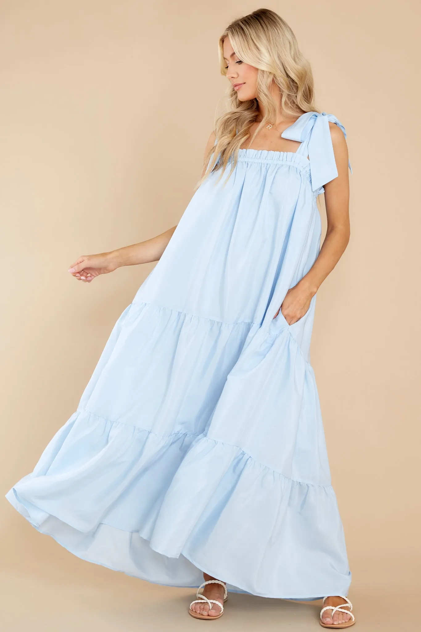 Starry Skies Light Blue Maxi Dress