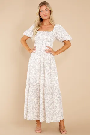 Stay Centered Ivory Floral Print Maxi Dress