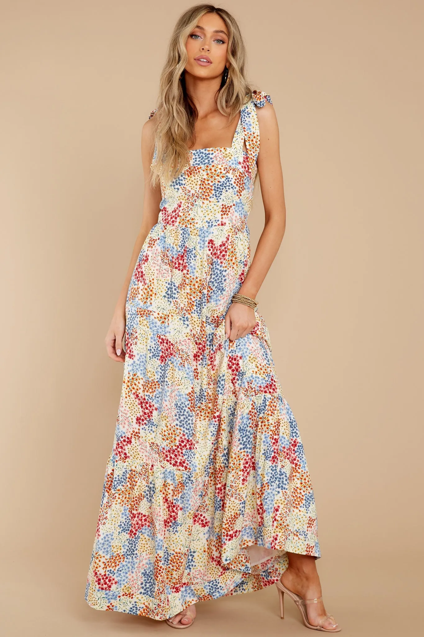 Sweet Blossoms Yellow Multi Floral Print Maxi Dress