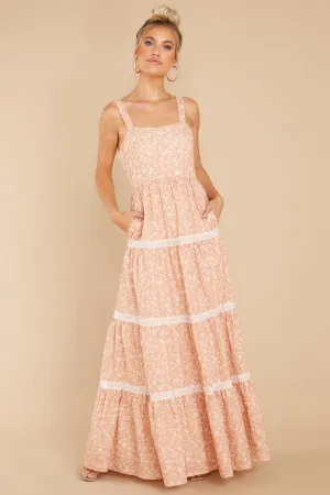 Sweet Disposition Peach Floral Print Maxi Dress