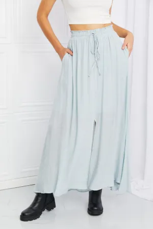 Sweet Lovely by Jen Full Size Leaps and Bounds Slit Maxi Skirt in Misty Blue