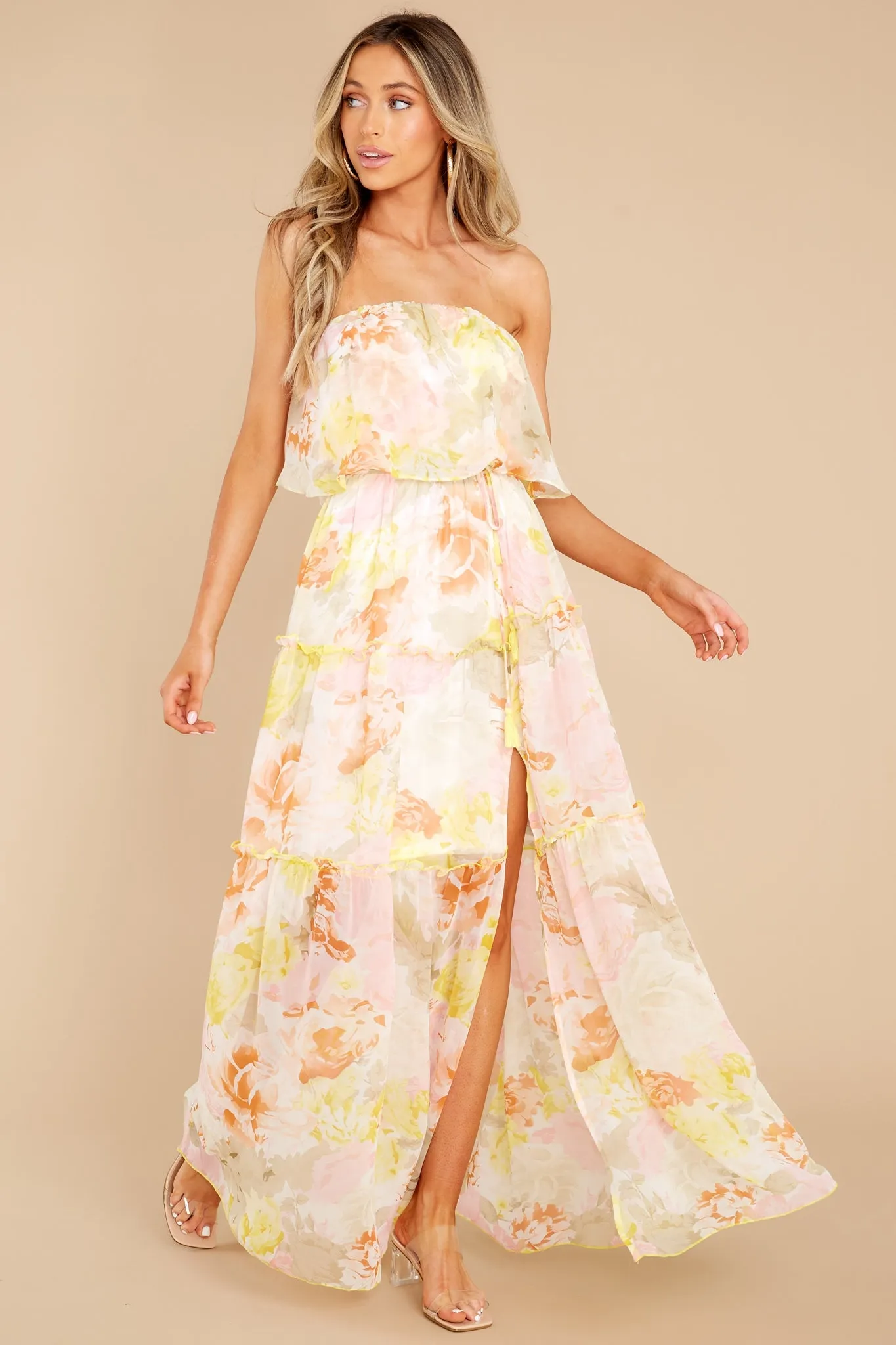 Sweetest Love Story Yellow Multi Floral Maxi Dress