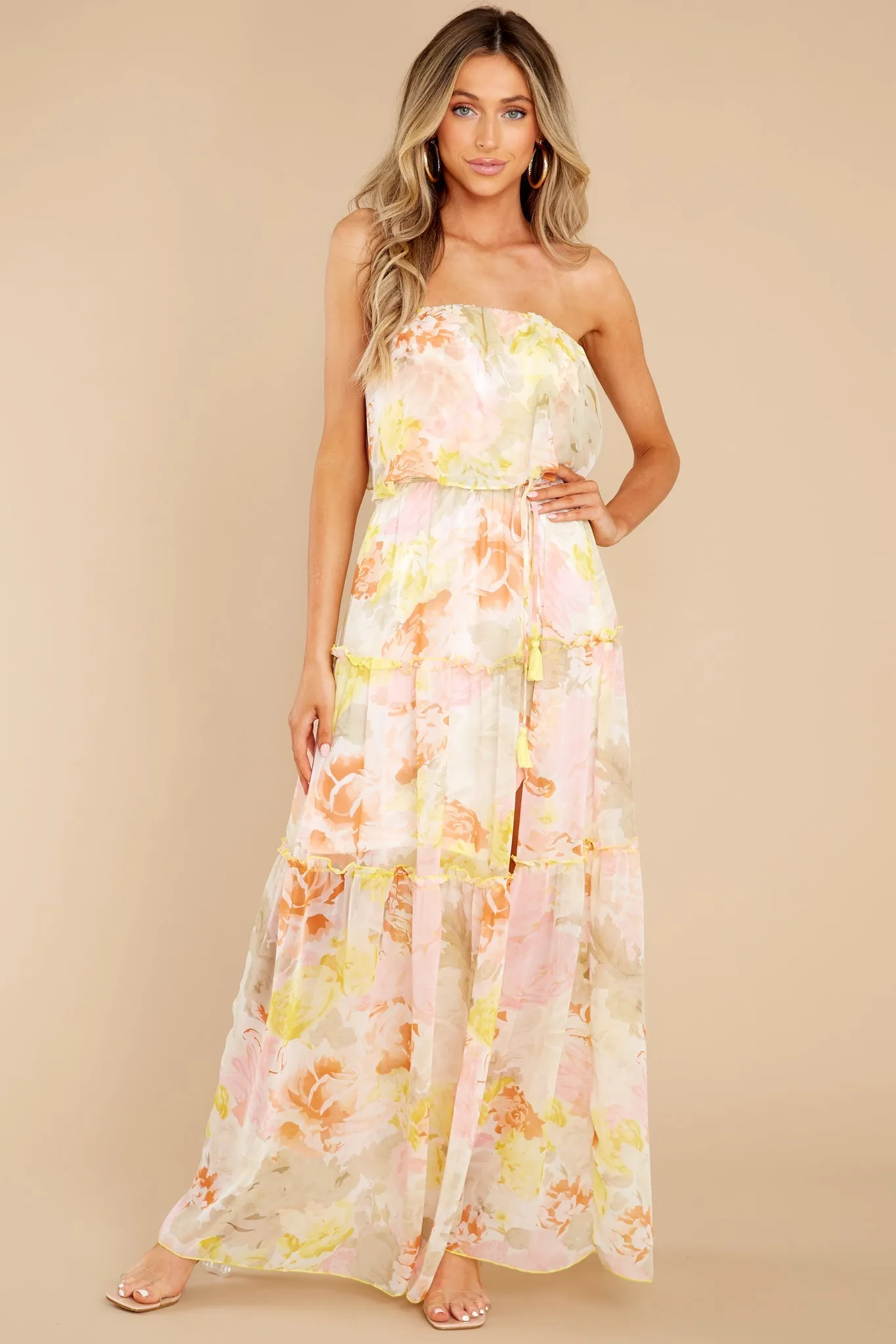 Sweetest Love Story Yellow Multi Floral Maxi Dress