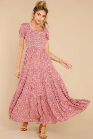 Tagalongs Rose Pink Floral Print Maxi Dress