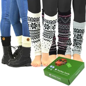 TeeHee Socks Women's Leg Warmers Style B 5-Pack Gift Box (12229)