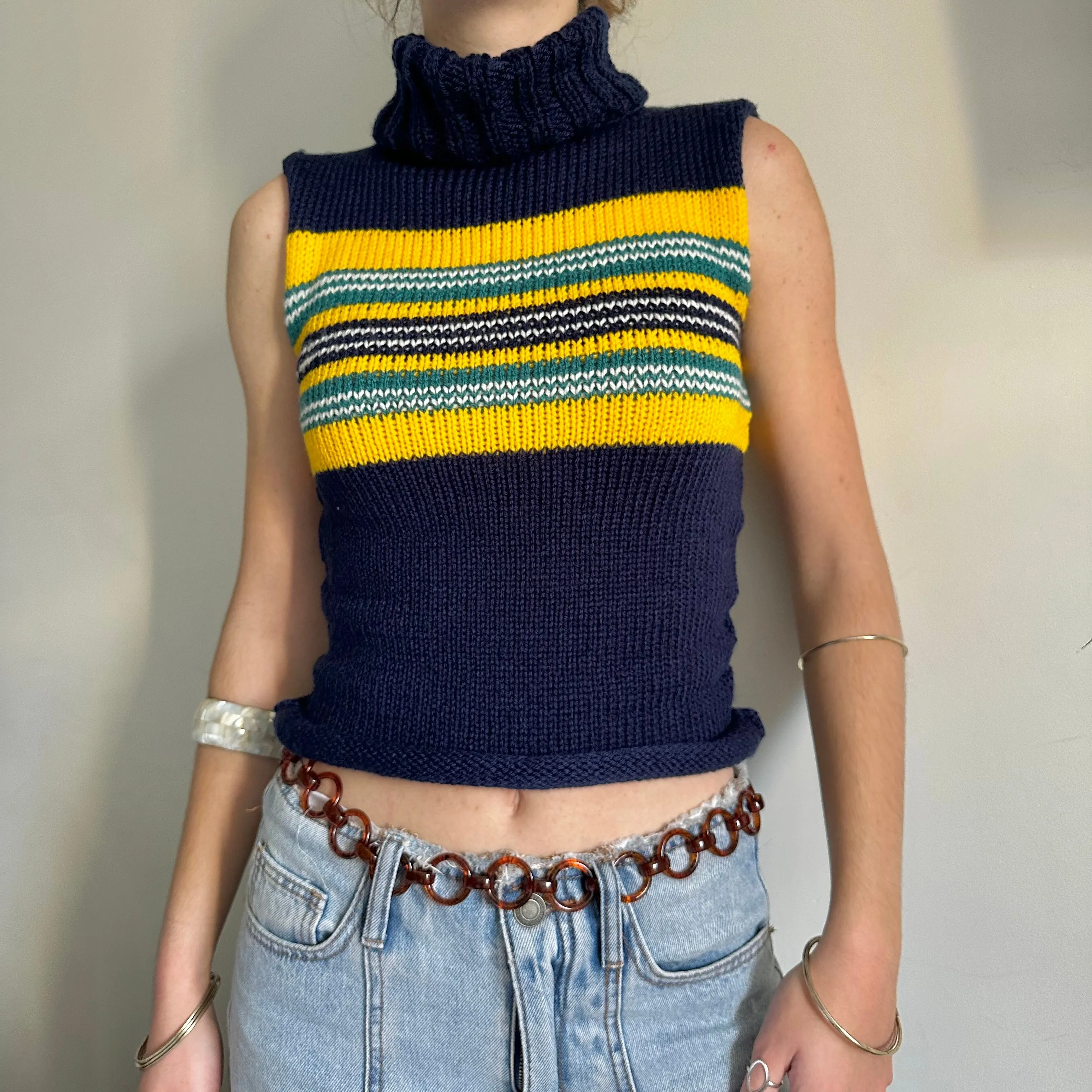 The Nova Vest - striped turtleneck knit vest