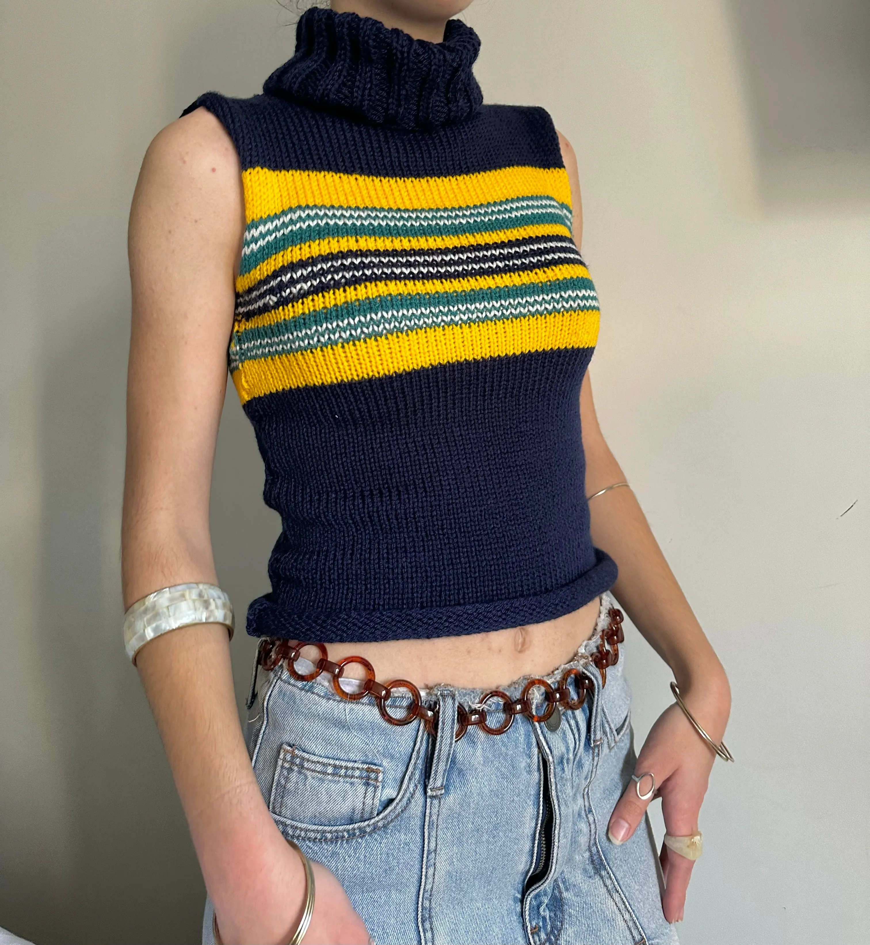 The Nova Vest - striped turtleneck knit vest