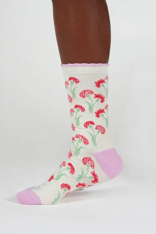 Thought Birth Flower Carnation Bamboo Socks