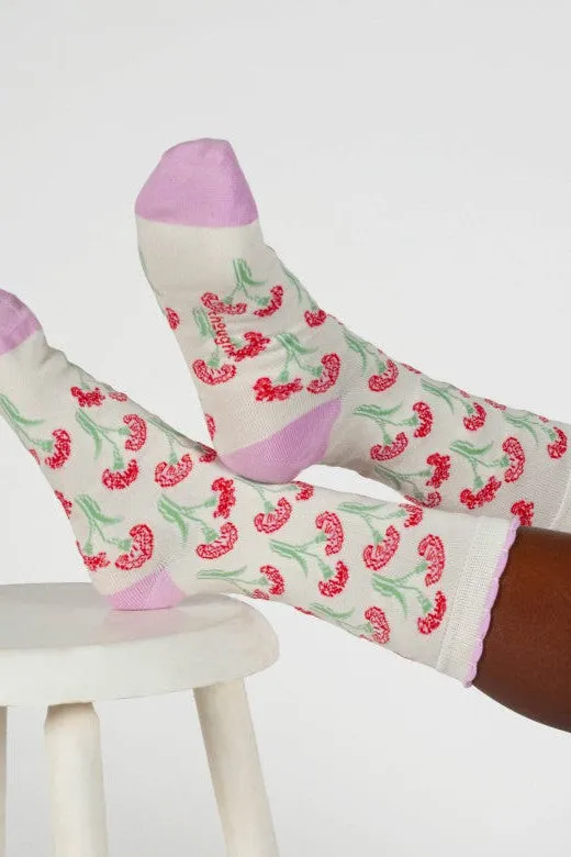 Thought Birth Flower Carnation Bamboo Socks