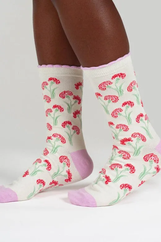 Thought Birth Flower Carnation Bamboo Socks