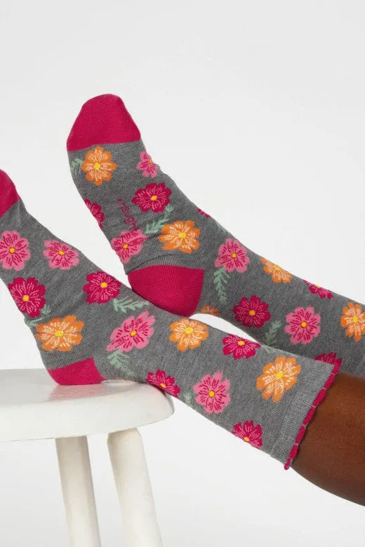 Thought Birth Flower Cosmos Bamboo Socks