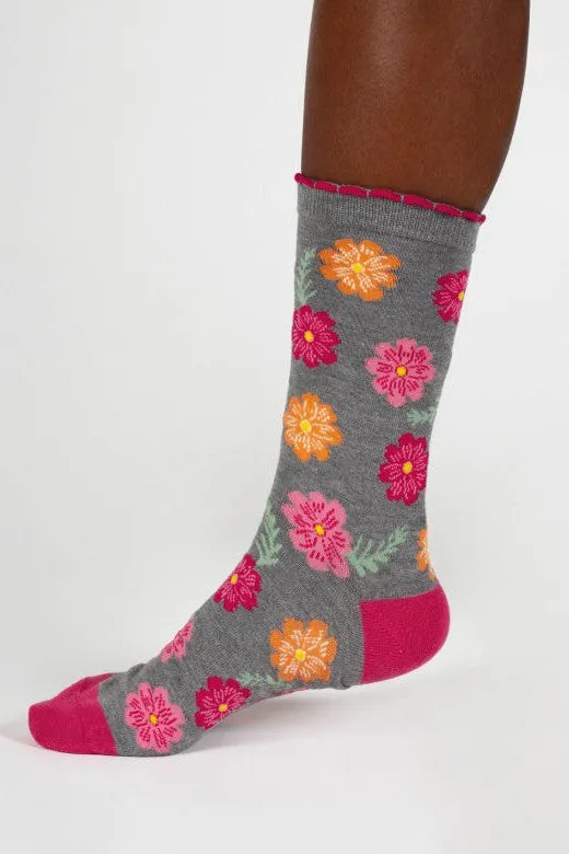 Thought Birth Flower Cosmos Bamboo Socks