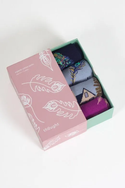 Thought Peacock Organic Cotton Gift Box of 4 Socks