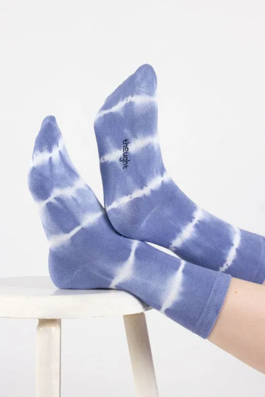 Thought Tie Dye Organic Cotton Crew Socks in Blue Cream