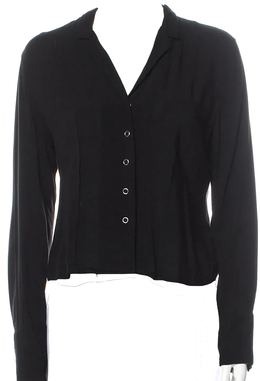 Totokaelo Black V-Neck Long Sleeve Cropped Light Jacket/Top