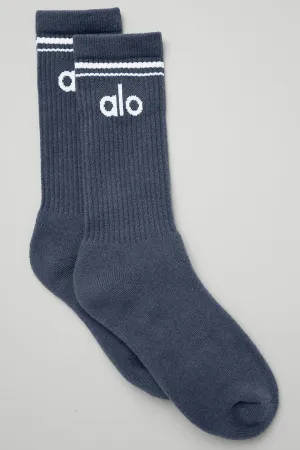 Unisex Throwback Sock - Bluestone/White