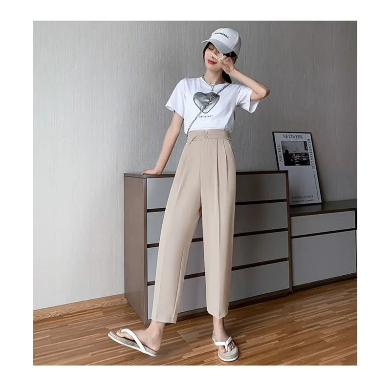 Versatile Silky High-Waisted Pants