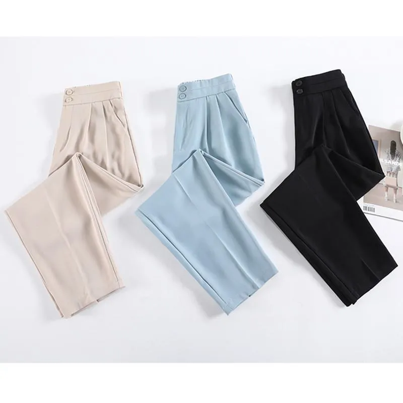 Versatile Silky High-Waisted Pants