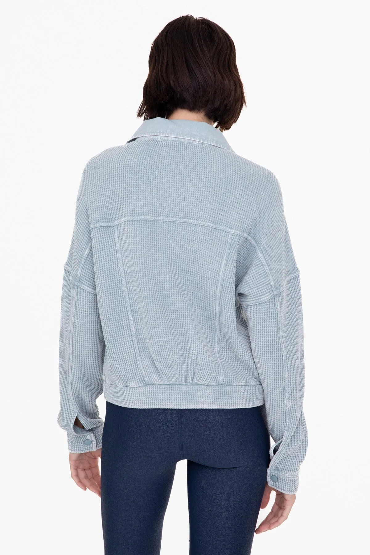 Waffle Knit Mineral-Washed Cropped Jacket | Mono B - Final Sale