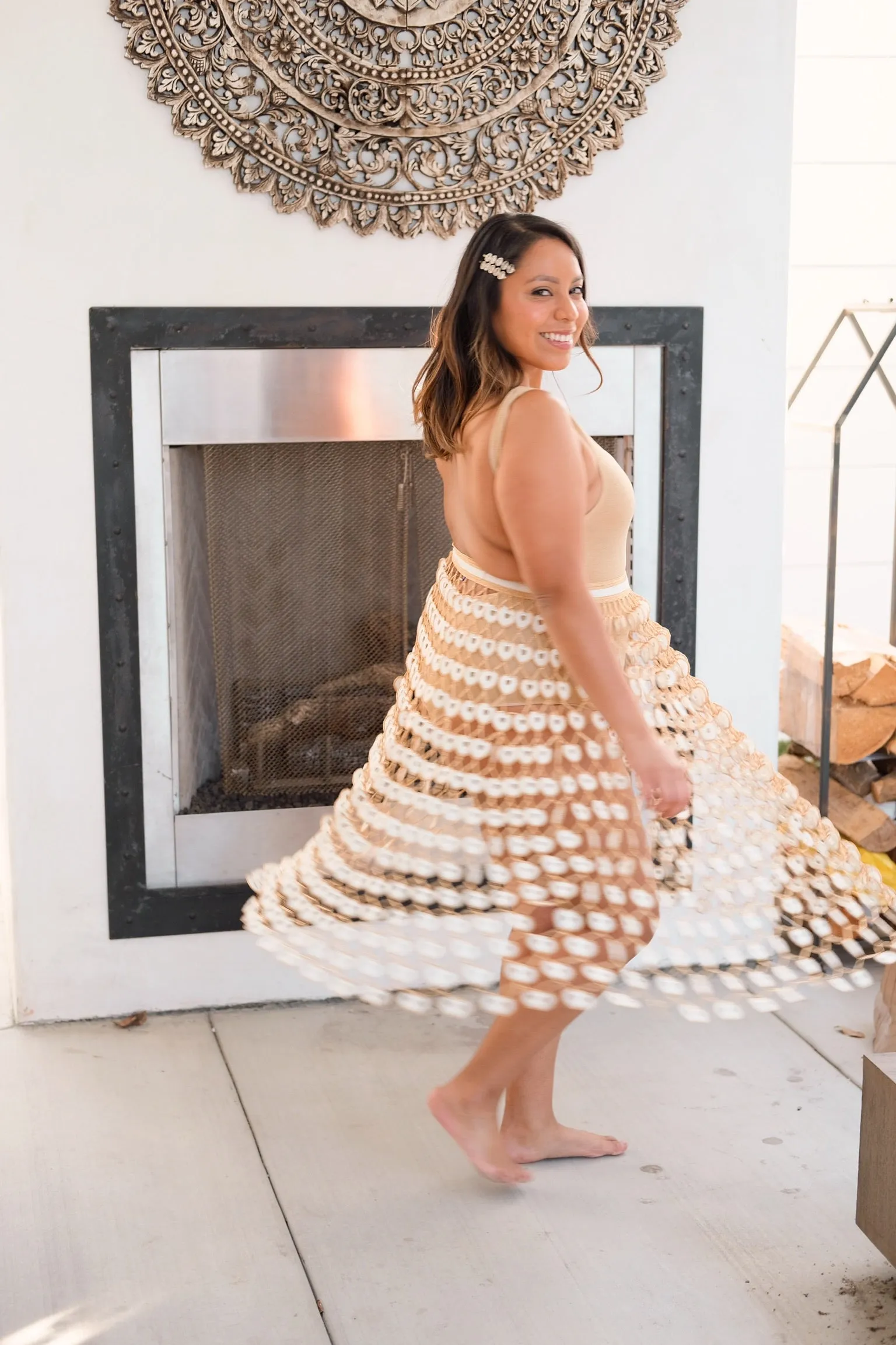 White & Gold Crochet Skirt