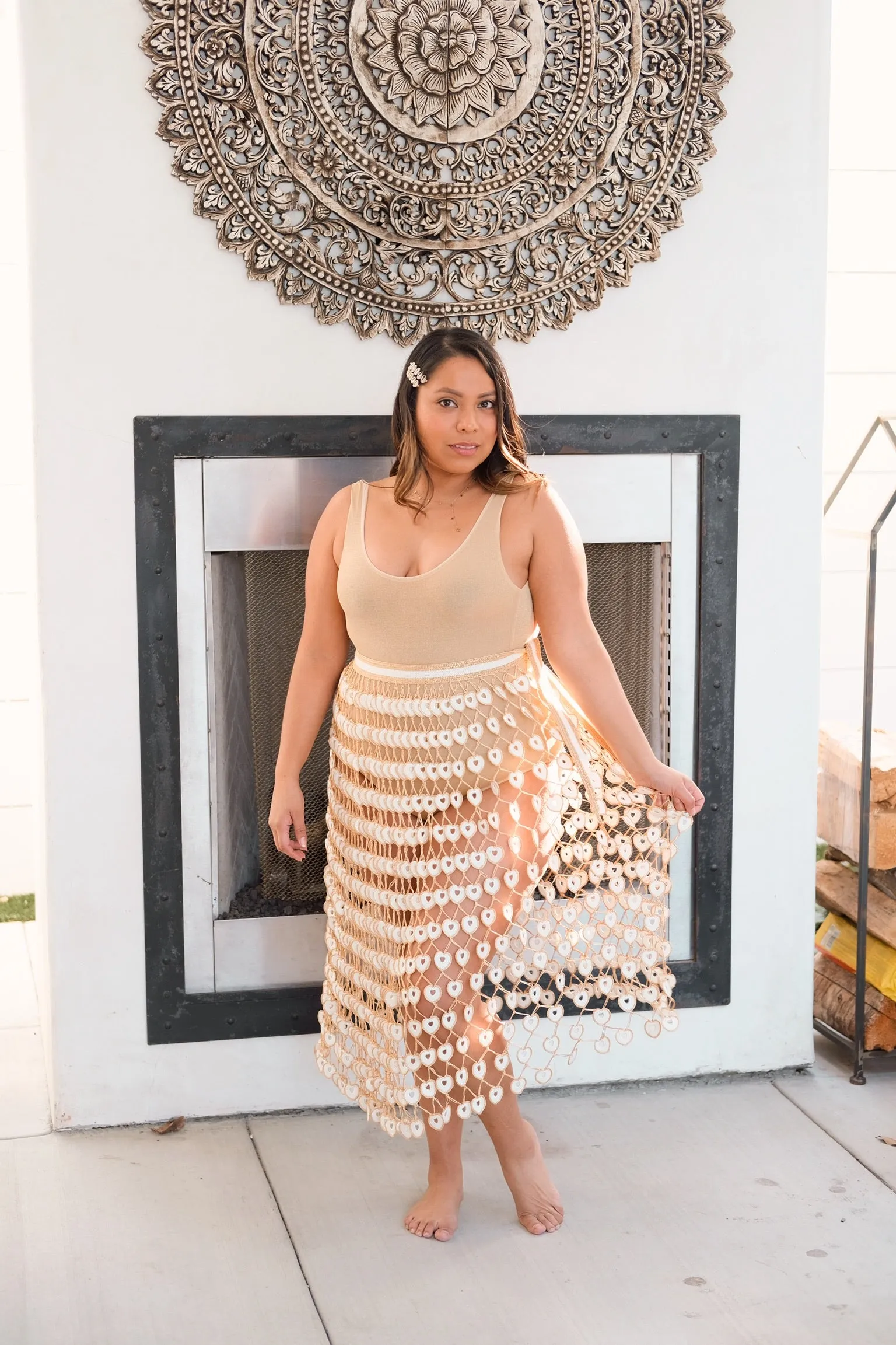 White & Gold Crochet Skirt