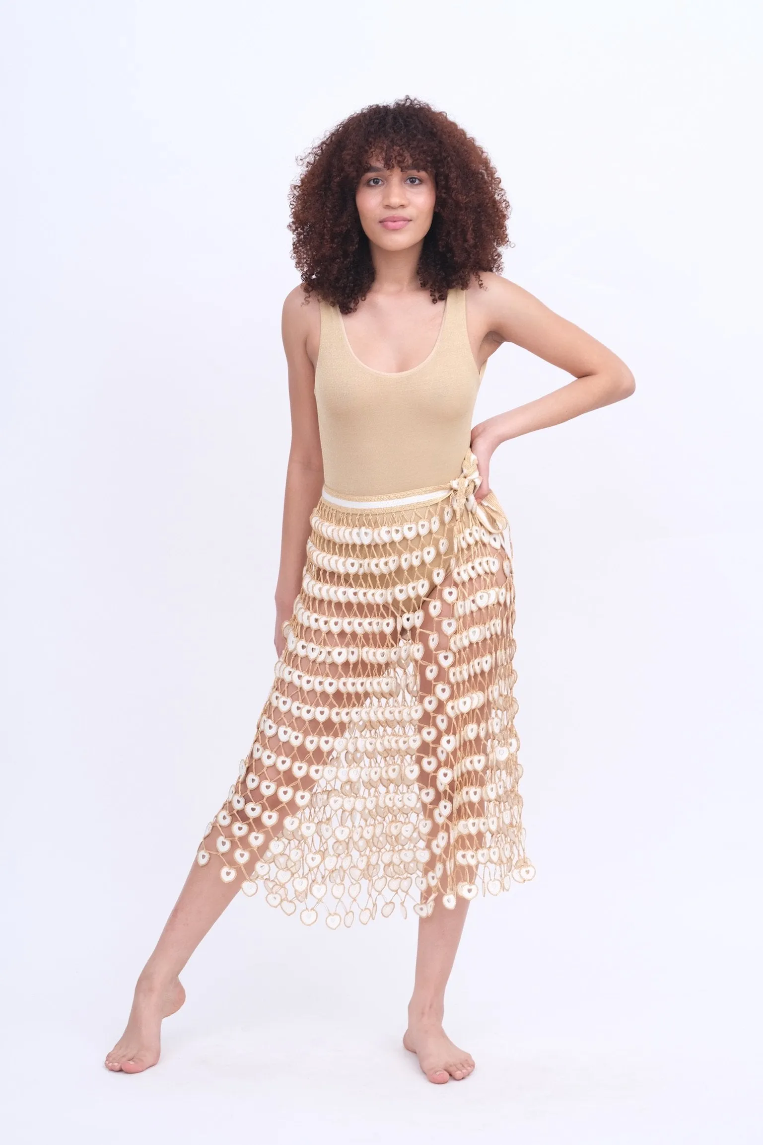 White & Gold Crochet Skirt