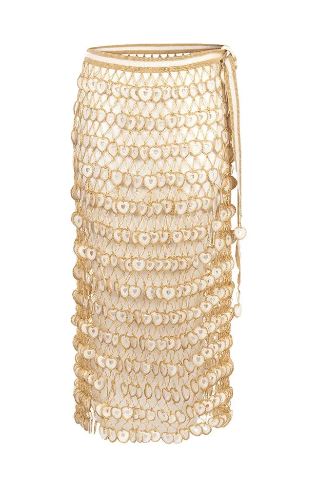 White & Gold Crochet Skirt