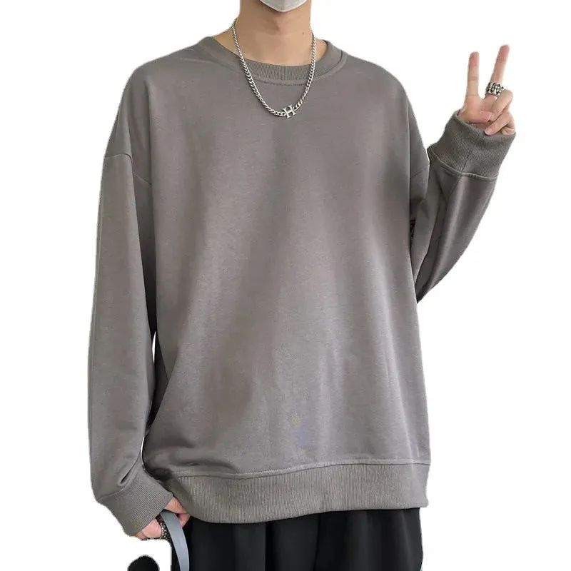 Wiaofellas  - Hoodie Autumn New Men Casual Minimalist Cotton Sweatshirts O-Neck Basic Wardrobe Essentials Male Fashion Pullover Clothing