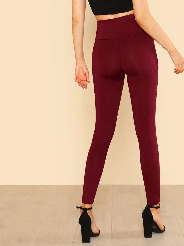 Wide Waistband Solid Leggings