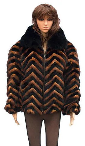 Winter Fur - Ladies Chevron Mink Jacket