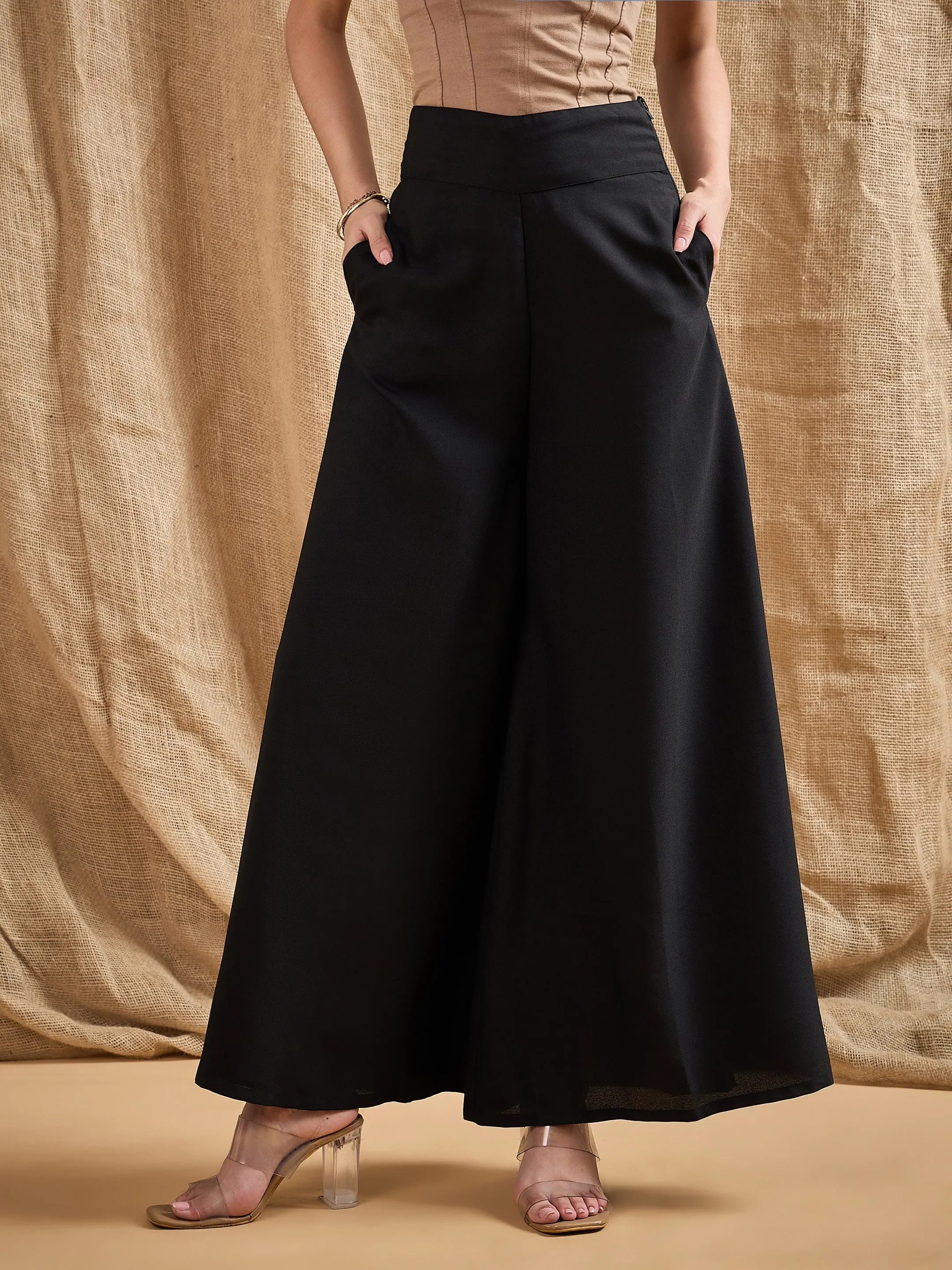 Women Black Wide Leg Pants