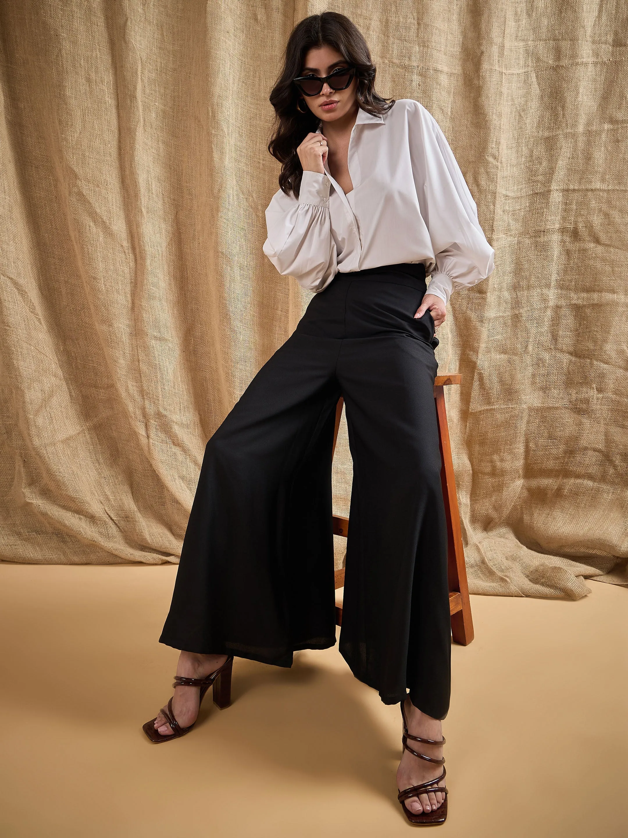 Women Black Wide Leg Pants